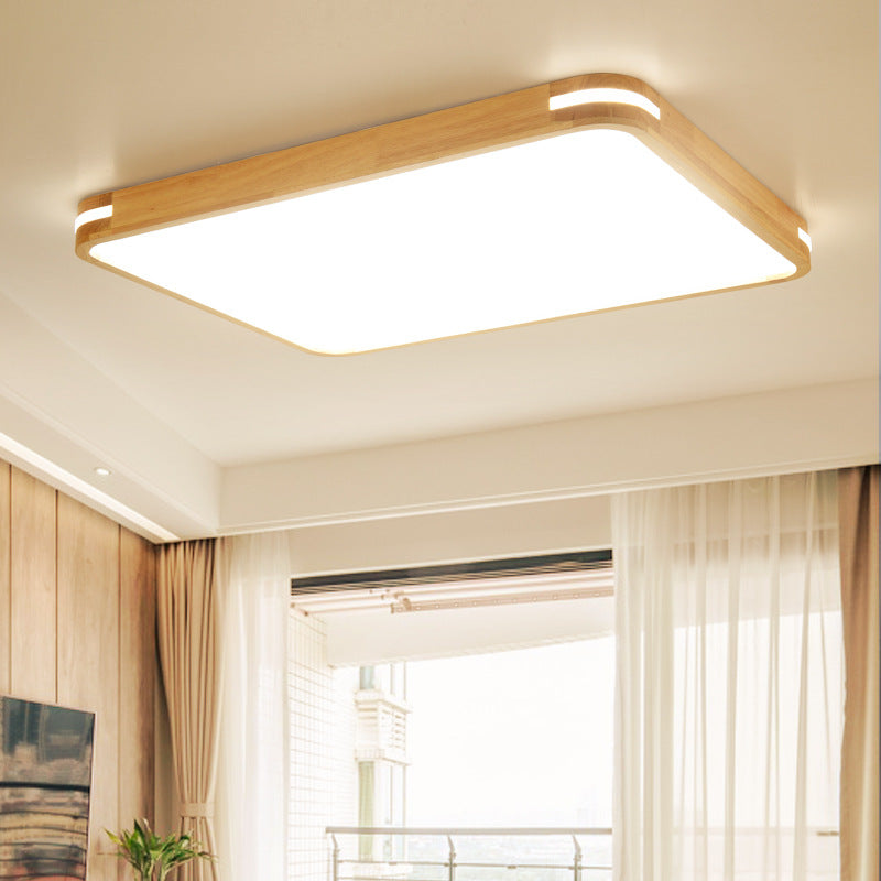 Contemporary Wood LED Flush Mount Lamp (23.5"/31.5"/37.5") - White/Warm/Natural Light, Acrylic Diffuser - Beige