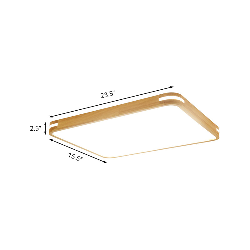 Contemporary Wood LED Flush Mount Lamp (23.5"/31.5"/37.5") - White/Warm/Natural Light, Acrylic Diffuser - Beige