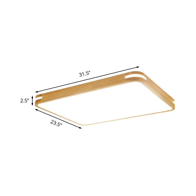 Contemporary Wood LED Flush Mount Lamp (23.5"/31.5"/37.5") - White/Warm/Natural Light, Acrylic Diffuser - Beige
