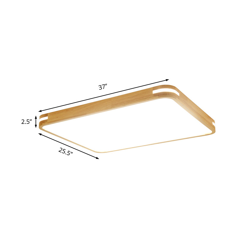 Contemporary Wood LED Flush Mount Lamp (23.5"/31.5"/37.5") - White/Warm/Natural Light, Acrylic Diffuser - Beige