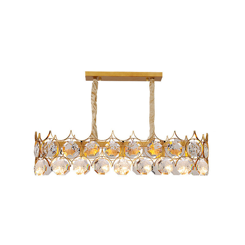 Modern Gold Geometric Chandelier Pendant Light with Crystal Beveled Detailing