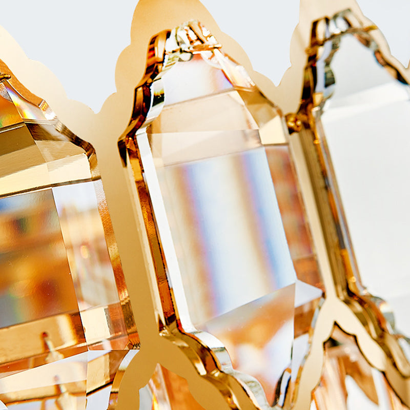 Artistic Prismatic Crystal Gold Pendant Light for Living Room - Tiered Round Suspension Light