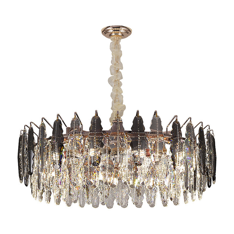 Lustre moderne en cristal K9 à feuilles - Luminaire suspendu transparent pour salon