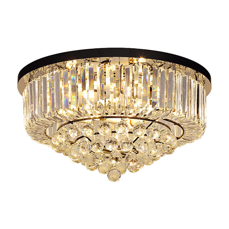 Modern Cone Shape Crystal Flush Mount Ceiling Light In Black