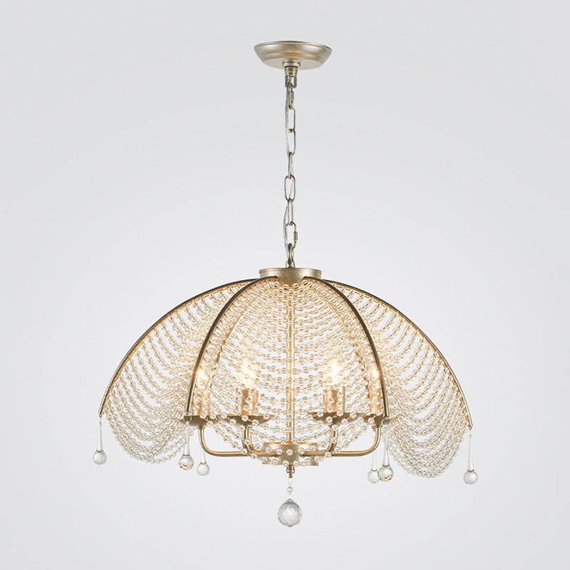 Rustic Kitchen Hanging Lamp With Crystal Accents - Candle Metal Chandelier