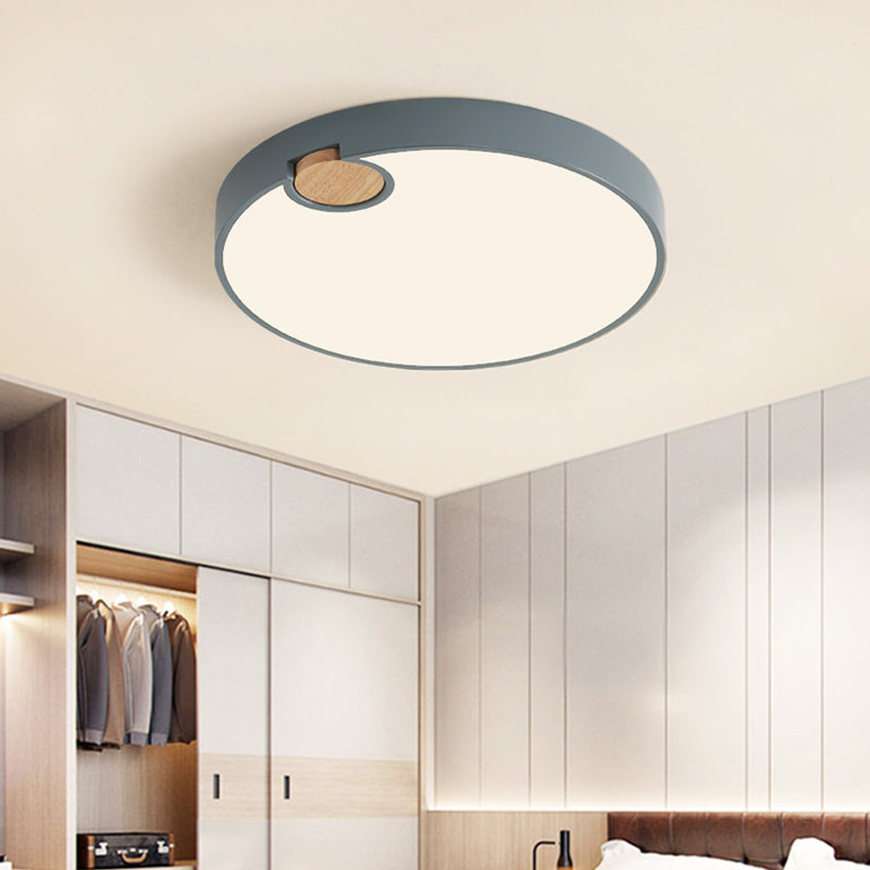 Nordic Acrylic Grey LED Flush Mount Lamp with White/Warm/Natural Light for Bedroom - Available in Multiple Sizes