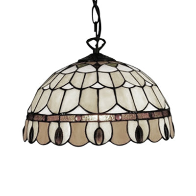 Lampe à suspension Tiffany Jeweled : motif cercle/pierre précieuse, abat-jour en verre teinté, chaîne incluse, idéale pour les salles à manger