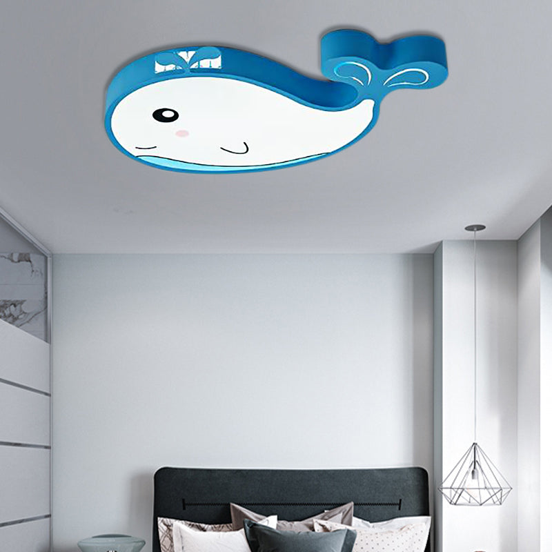 Whale Flush Mount LED Light for Kids' Bedroom in Blue/Pink