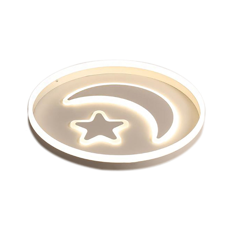 Cartoon Style Round Acrylic Ceiling Mount LED Lamp in Warm/White Light for Bedroom - Black/White Flush Mount Light