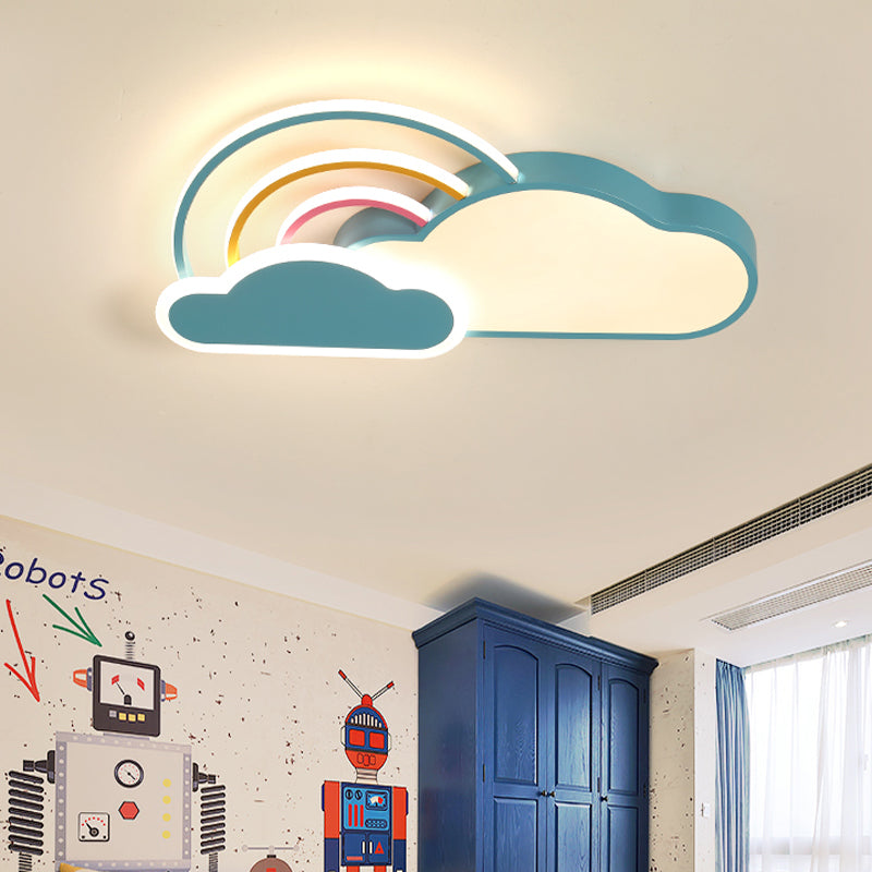 Kids Acrylic LED Blue Ceiling Mounted Light - 19.5"/25.5" Wide Cloud Design Flush Mount Lighting for Bedroom
