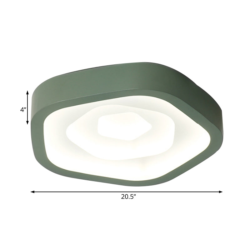 Nordic Flush Ceiling Lamp - Pink/Blue/Green Acrylic LED, 20.5" Wide, Pentagon Shape
