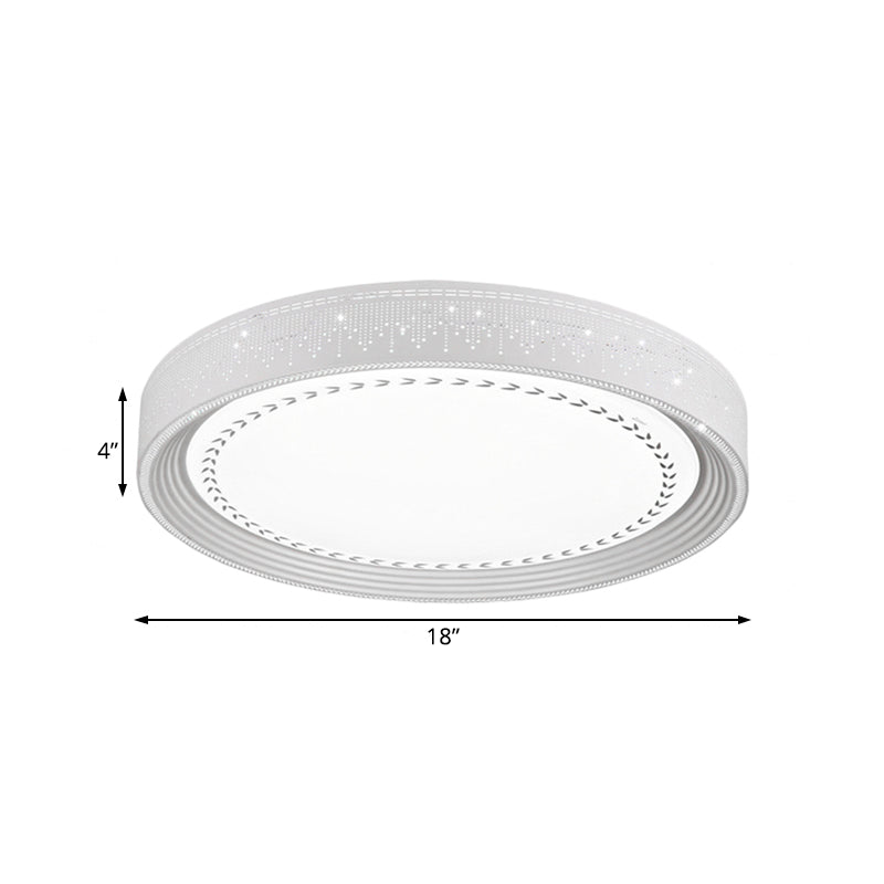 Modern LED Ceiling Light with Meteor Shower Design Acrylic Shade, White Round Flush Mount, Various Sizes (18"/22"/30" Dia)