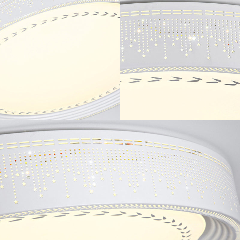 Modern LED Ceiling Light with Meteor Shower Design Acrylic Shade, White Round Flush Mount, Various Sizes (18"/22"/30" Dia)