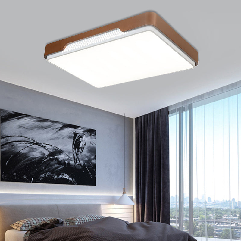 Modern Acrylic Flush Mount Light Fixture - Brown, Rectangular, 20.5"/36.5"/45", Warm/White Light