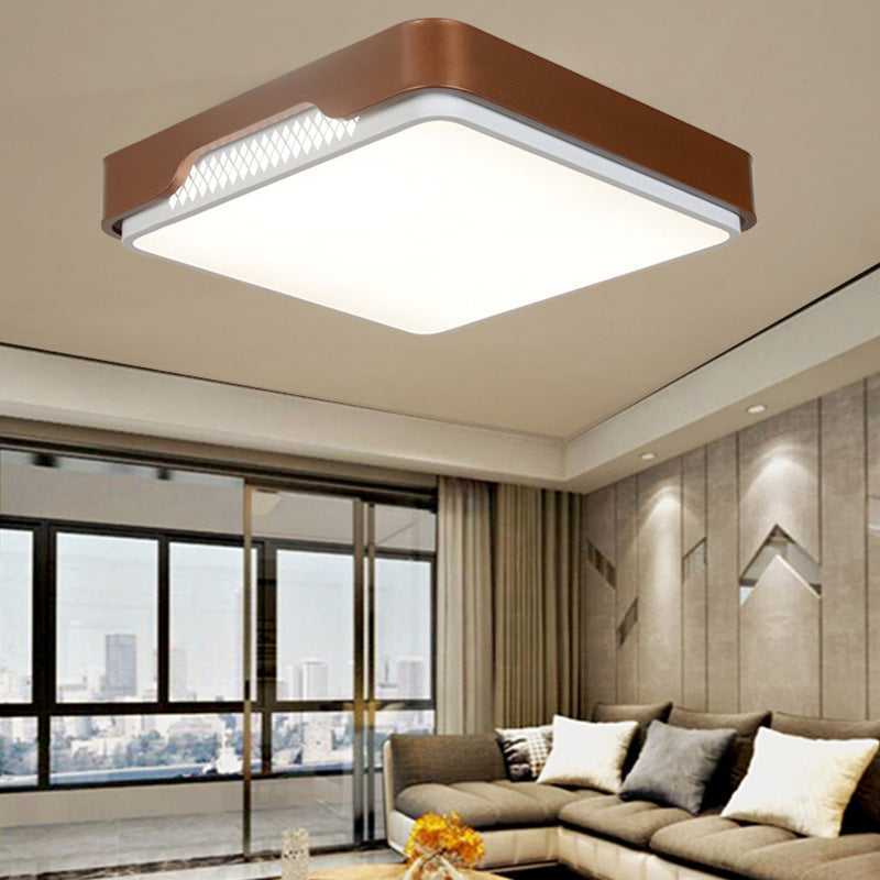 Modern Acrylic Flush Mount Light Fixture - Brown, Rectangular, 20.5"/36.5"/45", Warm/White Light