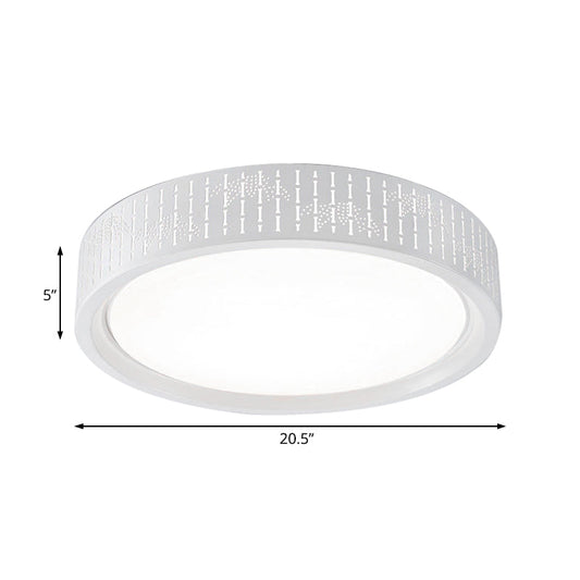 Simplicity Led Flush Mount Lamp With White Ringed Acrylic Shade - 16.5/20.5/31 Dia