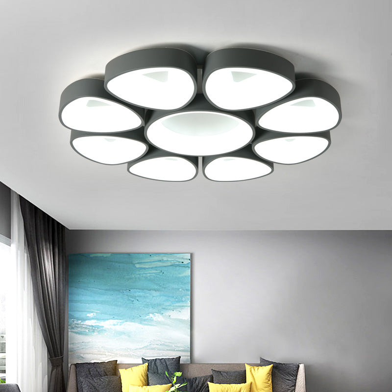 Nordic Acrylic Floral Flush Light in Warm/White LED - Grey/White Ceiling Mount Fixture