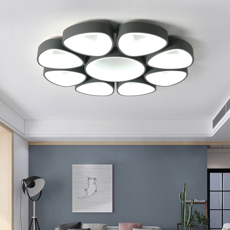 Nordic Acrylic Floral Flush Light in Warm/White LED - Grey/White Ceiling Mount Fixture