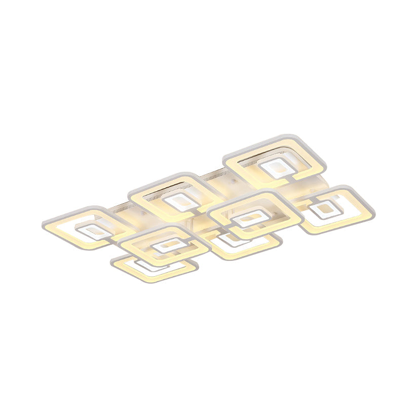Contemporary LED Flush Mount Light, White Multi-Layer Ceiling Lamp with Acrylic Shade in Warm/White/Natural Light