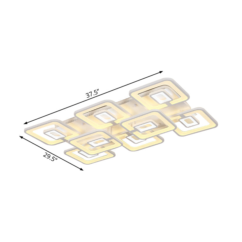 Contemporary LED Flush Mount Light, White Multi-Layer Ceiling Lamp with Acrylic Shade in Warm/White/Natural Light