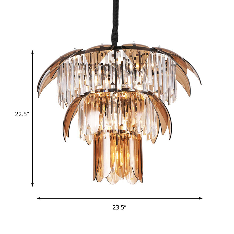 Modern Crystal Prism Chandelier - 3 Layers, 10-Light Fixture for Living Room Ceiling