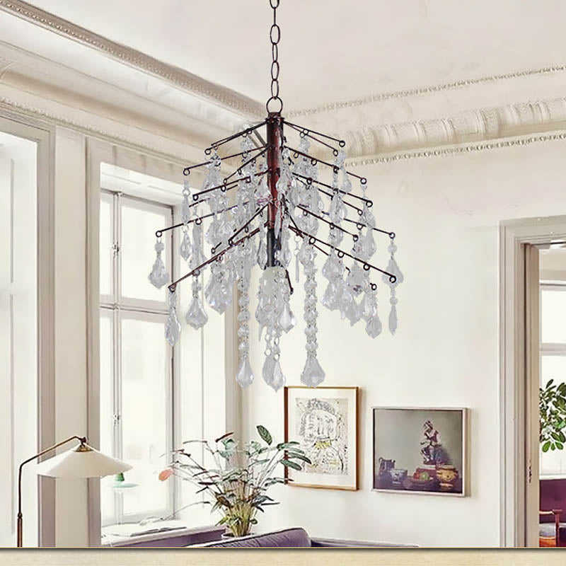 Simple Style Crystal & Metal Christmas Tree Hanging Light Fixture 1 Weathered Copper Chandelier