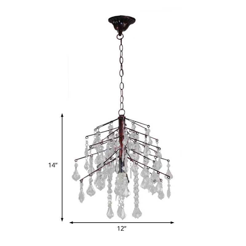 Simple Style Crystal & Metal Christmas Tree Hanging Light Fixture 1 Weathered Copper Chandelier