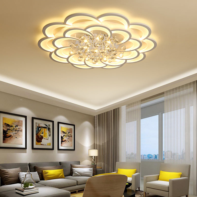 Plafonnier LED moderne en forme de fleur en acrylique - Chaud/blanc - 20,5"/27"/31,5" de large - pour salon