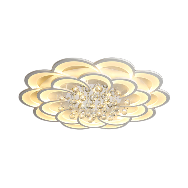 Plafonnier LED moderne en forme de fleur en acrylique - Chaud/blanc - 20,5"/27"/31,5" de large - pour salon
