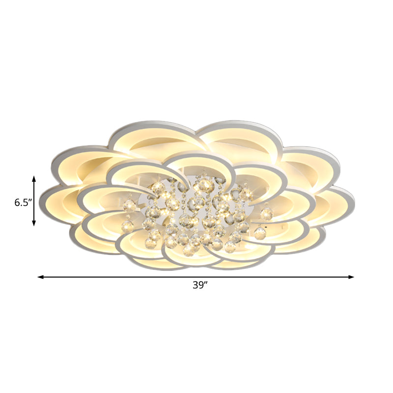 Plafonnier LED moderne en forme de fleur en acrylique - Chaud/blanc - 20,5"/27"/31,5" de large - pour salon
