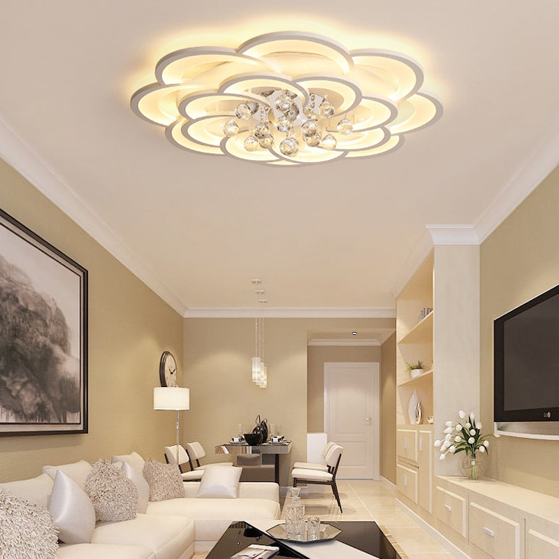 Plafonnier LED moderne en forme de fleur en acrylique - Chaud/blanc - 20,5"/27"/31,5" de large - pour salon