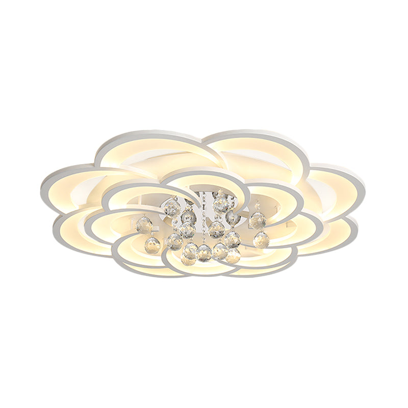 Plafonnier LED moderne en forme de fleur en acrylique - Chaud/blanc - 20,5"/27"/31,5" de large - pour salon