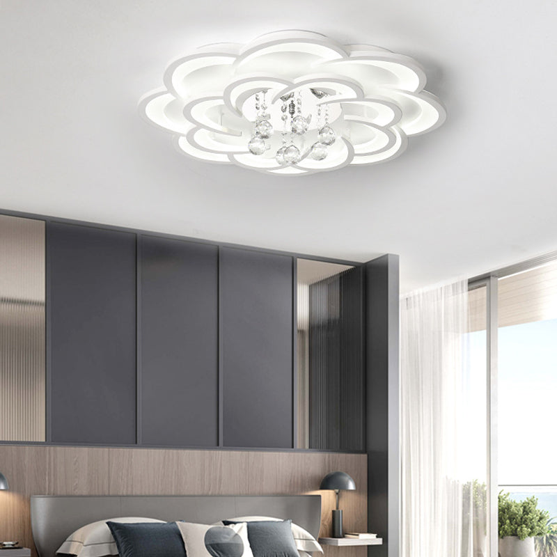 Plafonnier LED moderne en forme de fleur en acrylique - Chaud/blanc - 20,5"/27"/31,5" de large - pour salon