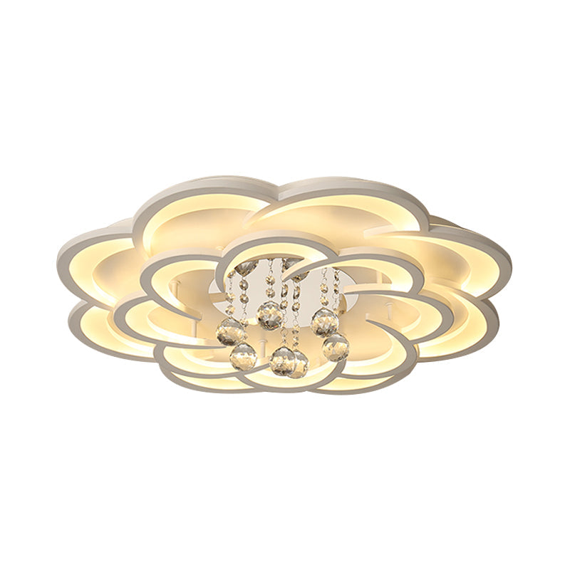 Plafonnier LED moderne en forme de fleur en acrylique - Chaud/blanc - 20,5"/27"/31,5" de large - pour salon