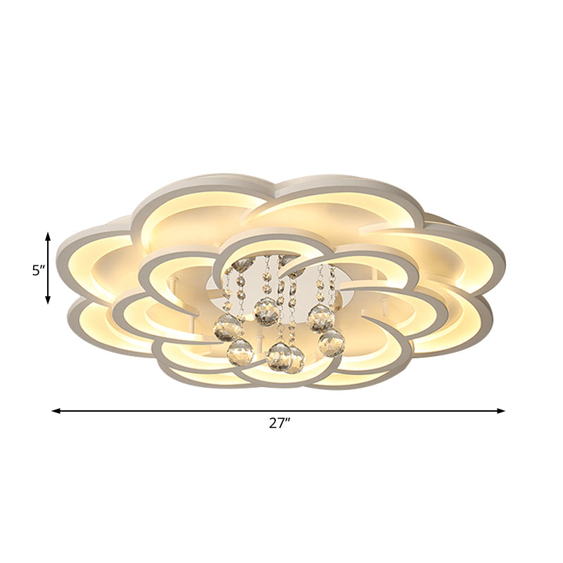 Plafonnier LED moderne en forme de fleur en acrylique - Chaud/blanc - 20,5"/27"/31,5" de large - pour salon