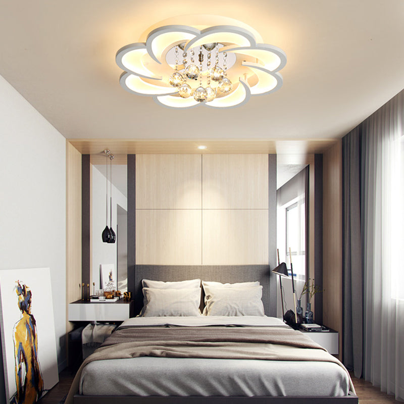 Plafonnier LED moderne en forme de fleur en acrylique - Chaud/blanc - 20,5"/27"/31,5" de large - pour salon