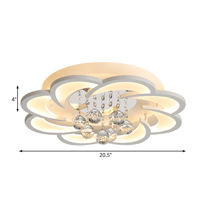 Plafonnier LED moderne en forme de fleur en acrylique - Chaud/blanc - 20,5"/27"/31,5" de large - pour salon