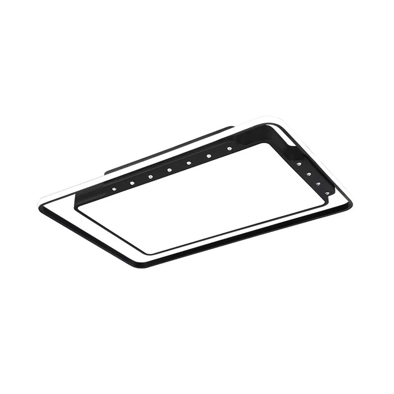 Rectangular Ceiling Light Fixture in Black/White - Simple Acrylic Flush Mount for Living Room with Warm/White Light - 16"/19.5"/32.5" Wide