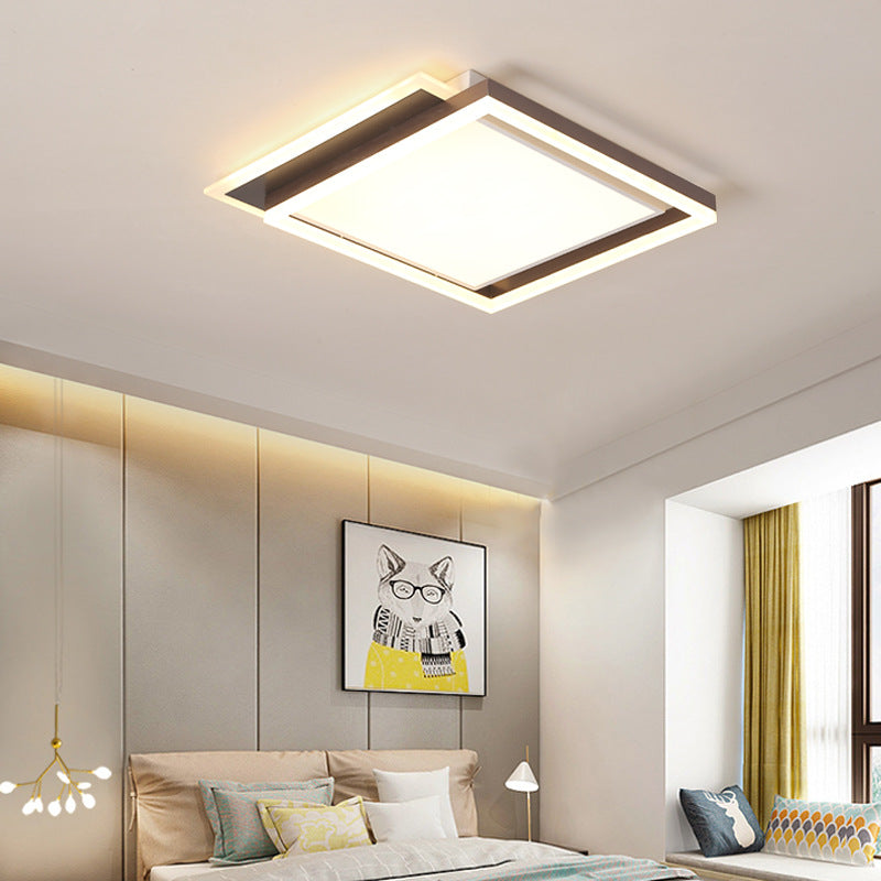 Modern Acrylic Brown LED Flush Light for Bedroom Ceiling - 16"/19.5"/35.5" Width in Warm/White Light