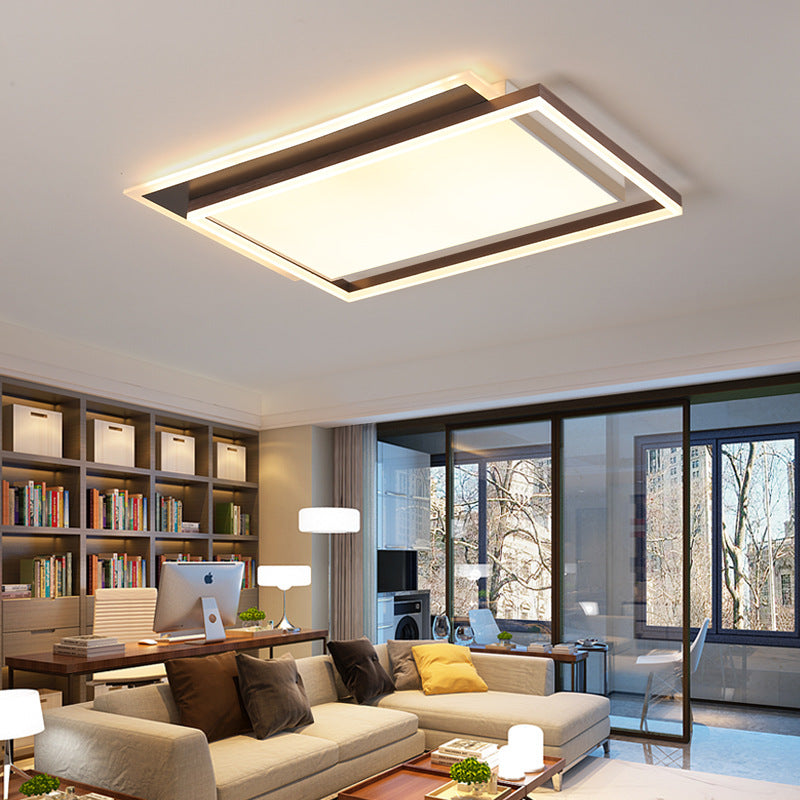 Modern Acrylic Brown LED Flush Light for Bedroom Ceiling - 16"/19.5"/35.5" Width in Warm/White Light