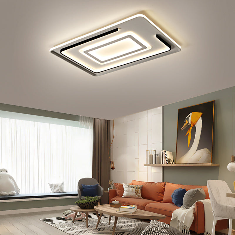 Modern Acrylic Rectangular LED Ceiling Lamp for Living Room - Warm/White Light, 18"/21.5"/35.5" Wide