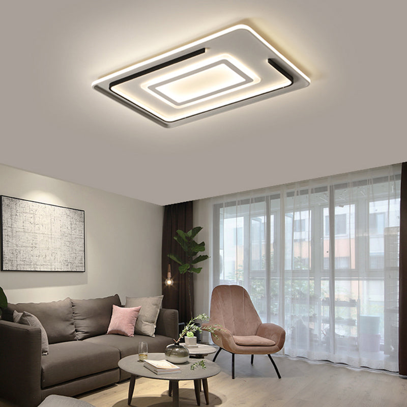 Modern Acrylic Rectangular LED Ceiling Lamp for Living Room - Warm/White Light, 18"/21.5"/35.5" Wide