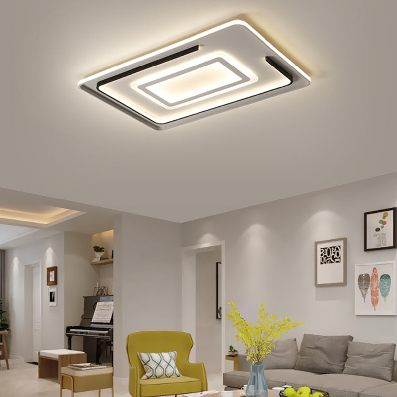 Modern Acrylic Rectangular LED Ceiling Lamp for Living Room - Warm/White Light, 18"/21.5"/35.5" Wide