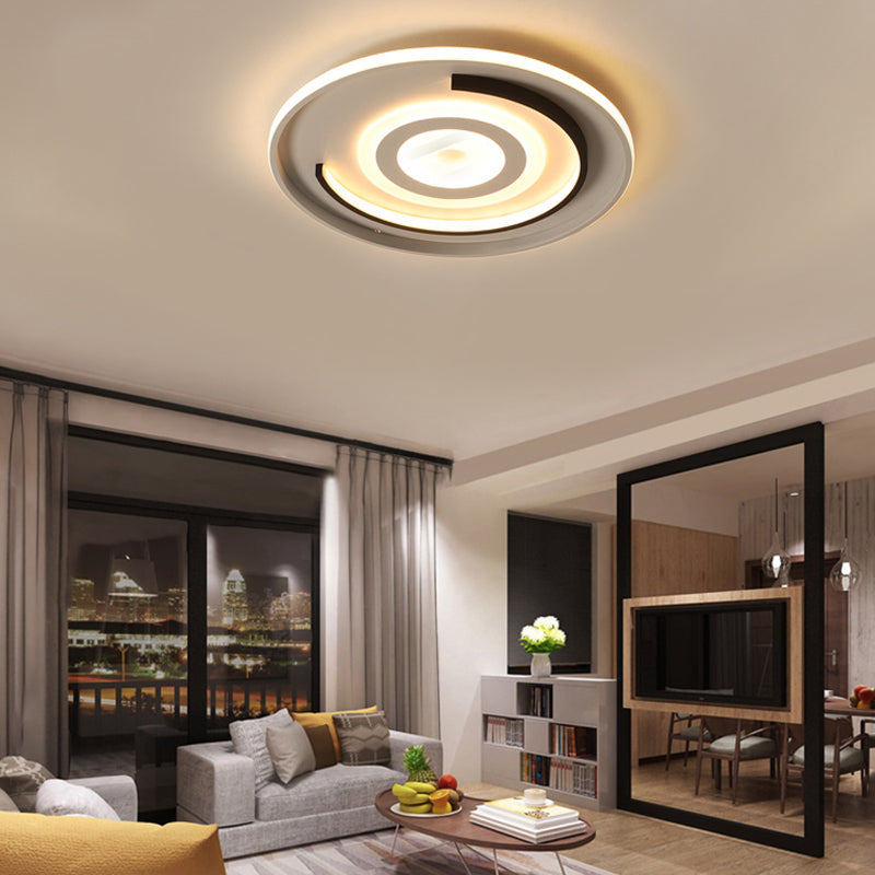 Round LED Acrylic Flush Mount Ceiling Lamp - 18"/21.5" Diameter - Warm/White Light - Contemporary Bedroom Lighting