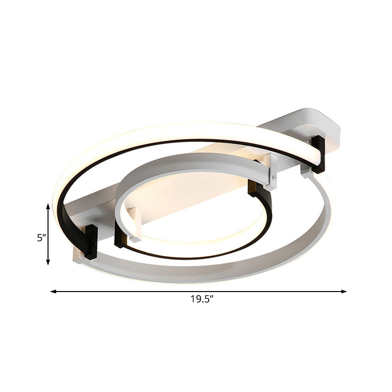 Sleek Acrylic LED Bedroom Ceiling Lamp in Warm/White Light - Black/White Flush Mount, Various Sizes