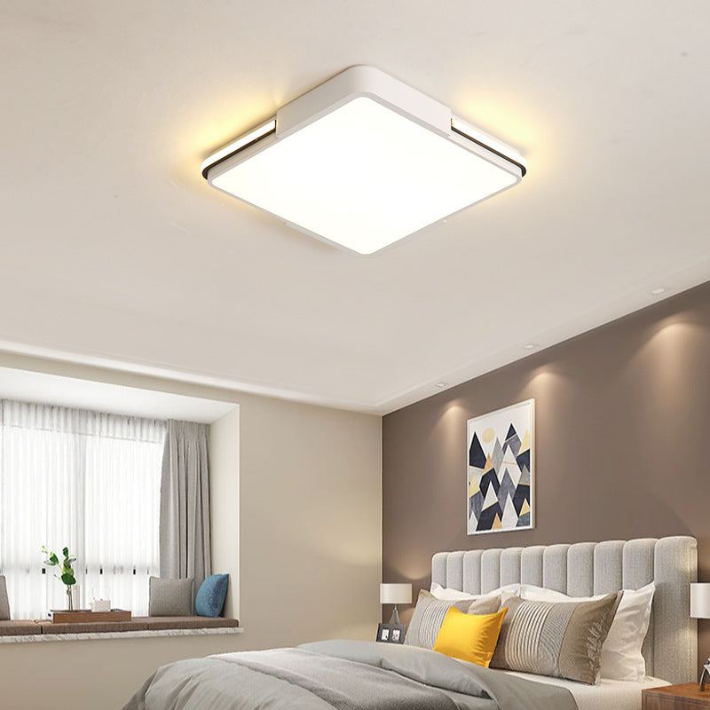 Simple White LED Flush Mount Light for Bedroom Ceiling - 16"/19.5"/35.5" Wide Square/Rectangular Shape, Warm/White Light