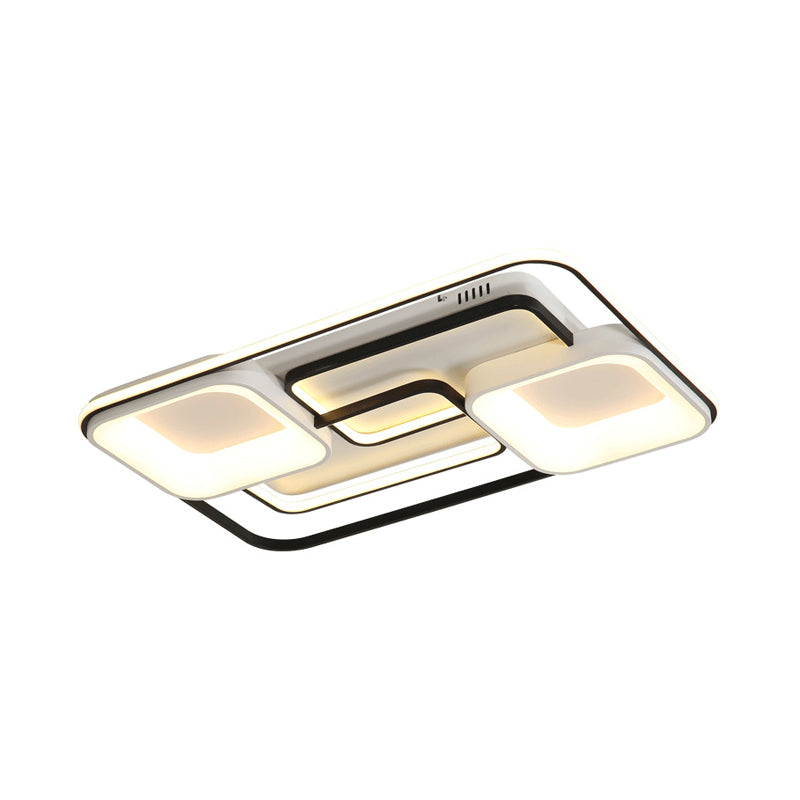 Modern LED Flush Ceiling Light in White Acrylic - Round/Square/Rectangular Shape, Warm/White Light - Ceiling Mounted Fixture for Living Room