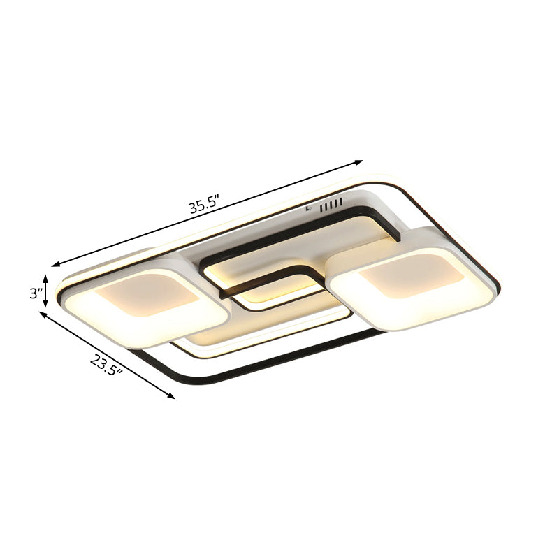 Modern LED Flush Ceiling Light in White Acrylic - Round/Square/Rectangular Shape, Warm/White Light - Ceiling Mounted Fixture for Living Room