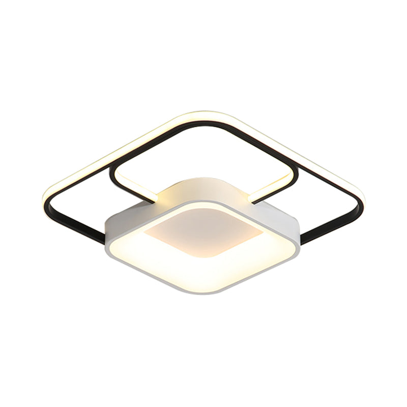 Modern LED Flush Ceiling Light in White Acrylic - Round/Square/Rectangular Shape, Warm/White Light - Ceiling Mounted Fixture for Living Room