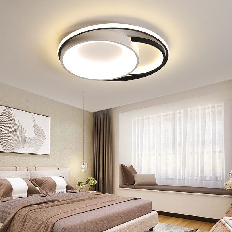Modern LED Flush Ceiling Light in White Acrylic - Round/Square/Rectangular Shape, Warm/White Light - Ceiling Mounted Fixture for Living Room